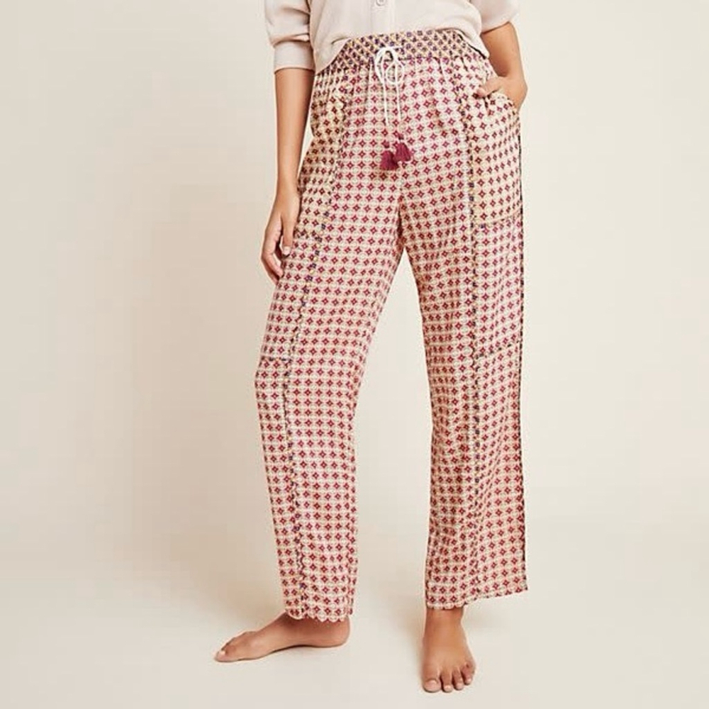 Anthropologie Doria Geometric Print Sleep Trouser Pants Size Small NWT